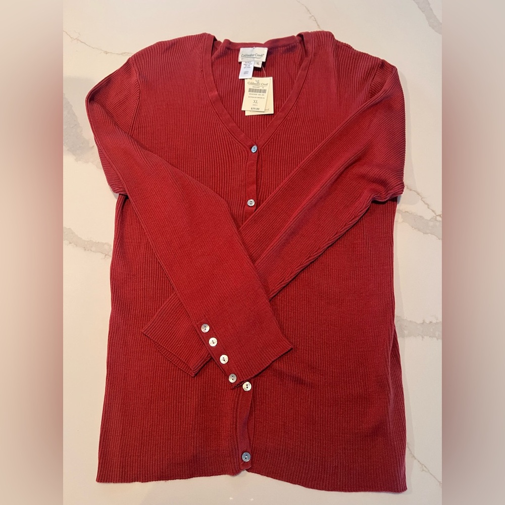 COLDWATER CREEK NWT silk blend cardigan, rust color, size XL